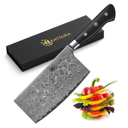 Katsura Cutlery Katsura Cutlery CKGA7G Japanese Premium AUS 10-67 Layers Damascus Steel 6.5 in. Chinese Cleaver Knife with G10 handle CKGA7G